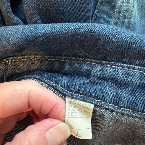 Amazon Women's Dark Blue Distressed Jean Jacket - Picture 5 of 5